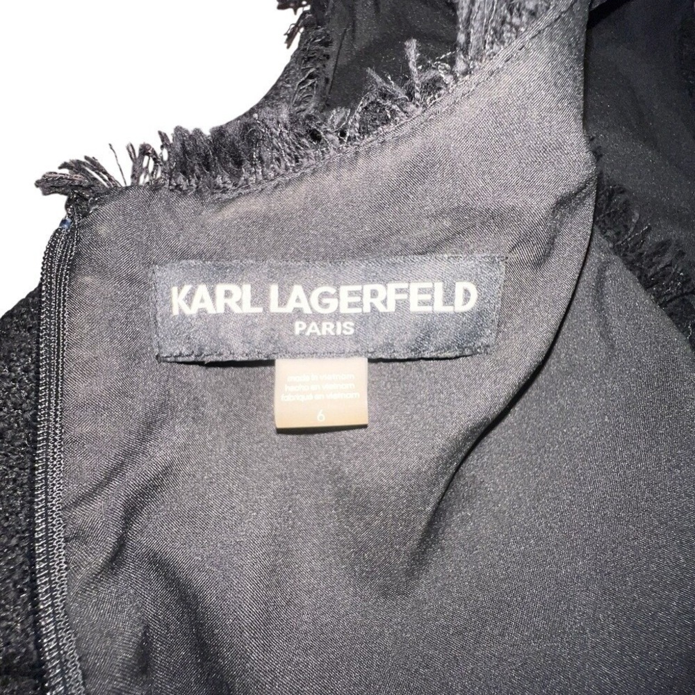Karl Lagerfeld Paris Black shift tweed sleeveless dress size 6 *Missing Buttons* - Picture 9 of 12